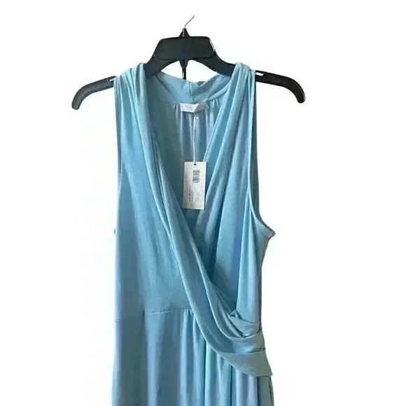NWT Ramy Brook Women's Blue Monaco V-Neck Sleeveless Midi Wrap Dress Size Large - Picture 5 of 9